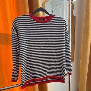 Staccato Red and Gray Striped Sweater